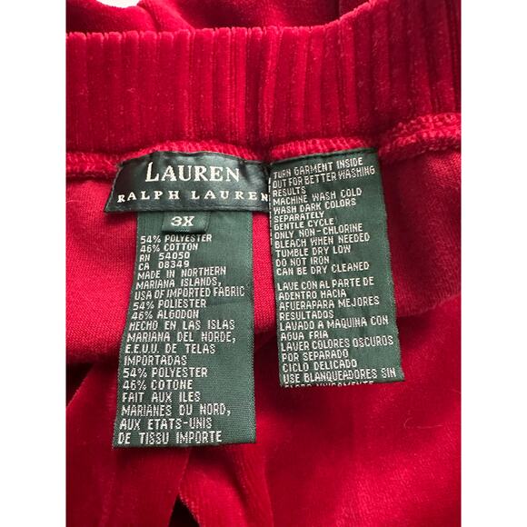 Ralph Lauren Womens size 3X Velvet Velour Wide Leg Pants Pull On Red - Picture 8 of 8